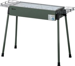 Outsunny Grill węglowy, 2x Ruszt, 1x Ruszt węglowy, 2x Kosz boczny, stal nierdzewna, zielony, 77 x 30 x 70 cm