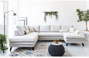 Jasnobeżowa rozkładana sofa w kształcie litery "U" Miuform Charming Charlie, lewostronna