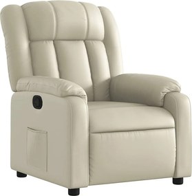 Fotel Rekreacyjny Kremowy z Poboczną Kieszenią z Ekoskóry