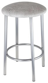 Taboret JOPEK SATIN Wysoki Stołek Kuchenny Wzmocniony - Skaj/Eko-skóra, Szary, 55 cm