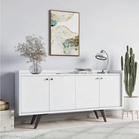 Komoda – 150 cm x 75 cm x 40 cm – Biała – Płyta wiórowa pokryta melaminą