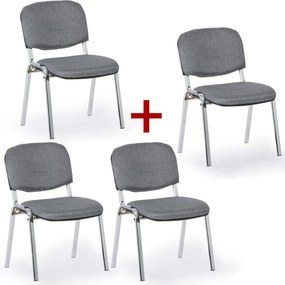 Krzesło konferencyjne VIVA PLUS 3+1 GRATIS - chromowane nogi, szare