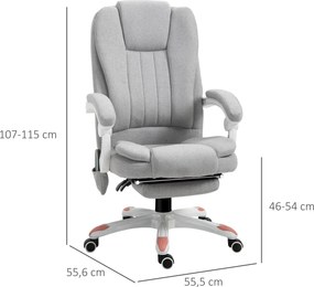 Vinsetto Ergonomiczny fotel biurowy Fotel biurowy z masażem Regulowane siedzisko Maksymalne obciążenie 120kg Szary | Aosom PL