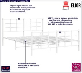 Metalowe białe łóżko loftowe 200x200 cm - Estris