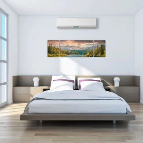 Obraz górskiej rzeki i gór (170x50 cm)
