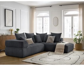 Ciemnoszary narożnik z tkaniny szenilowej (prawostronny/w kształcie litery L) Whesley – Bobochic Paris