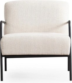 Elegancki fotel, biały, 70 x 90 x 75 cm | Stelaż z drewna bukowego i płyty wiórowej, 100% poliester, miękkie poduszki piankowe | Czarne metalowe nogi