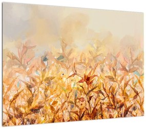 Obraz - Liście w jesiennych kolorach, obraz olejny (70x50 cm)