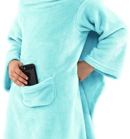 Decoking Koc z rękawami Lazy Kids turkusowy, 90 x 105 cm