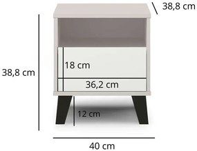 Skandynawski stolik nocny na czarnych nóżkach kaszmir + biały K8-Z49