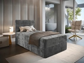 Tapicerowane łóżko kontynentalne GLORIEN VELVET 80x200 cm szare Materac: Materac sprężynowy Bonell