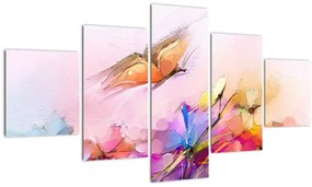 Obraz - Motyl nad kwiatem, abstrakcja (125x70 cm)