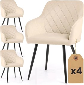 Zestaw 4 beżowych krzeseł tapicerowanych welurem Z7-W28