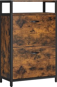 Szafka na buty 60x30x95 cm czarna, rustykalny brąz