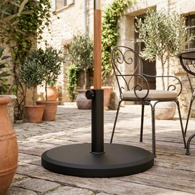 Outsunny Stojak pod parasol cementowy 13kg, okrągły, dla masztów o średnicy 34mm/38mm/48mm, czarny | Aosom PL