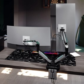 Podwójny uchwyt na monitory 49 cali, szaro-czarny RGB X-Arm Dual