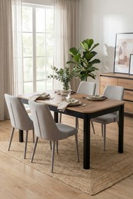 Nowoczesny prostokątny rozkładany stół dąb artisan + czarny N7-B29