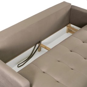 Sofa z Funkcją Spania SEUL Rozkładana Dwuosobowa Welurowa Beżowa Nowoczesna do Salonu