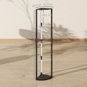 HOMCOM LED Lampa Stojąca ze Szklanymi Półkami, Lampa z 3 Poziomami Jasności, Czarna | Aosom PL