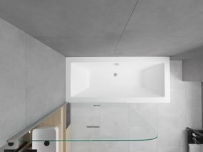 Mexen Cube wanna prostokątna 180 x 80 cm z obudową i parawanem 2-skrzydłowym 100 cm, transparent, chrom - 550518080X9010020100