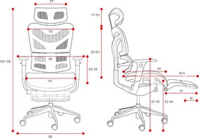 Fotel biurowy z podnóżkiem Diablo V-Master, zgodny z normą BHP, kolor czarno-szary