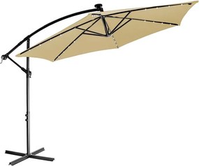STILISTA Parasol ogrodowy z rączką 3,5m beżowy + LED
