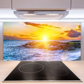 Panel Szklany Ognisty Zachód nad Morzem