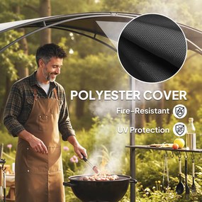 Outsunny Pawilon grillowy 2,4 x 1,5 m ognioodporny, pawilon ogrodowy z łukowym dachem, półki boczne i haki, ciemnoszary | Aosom PL