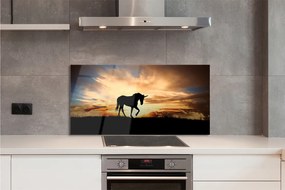 Szkło do Kuchni na Ścianę Jednorożec w Złotej Godzinie