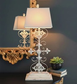 Lampa stołowa Deko Trends 'Antique Cross' 95 cm kremowa metalowa z abażurem 36x20x24 cm