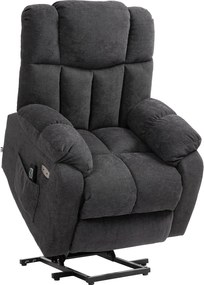 HOMCOM Fotel relax 2-w-1 z funkcją leżenia, porty USB, sprężyny kieszeniowe, Czarny