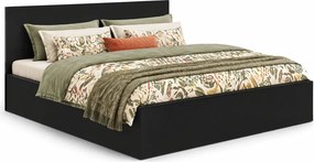 Czarne Łóżko Z Pojemnikiem I Materacem 160X200 W1-W59
