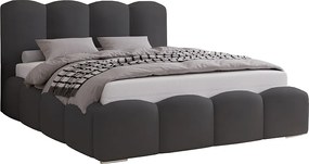 Łóżko do sypialni 200x200 cm Zenna - pojemnik, stelaż, aksamit - ciemny szary (Magic Velvet 2271)