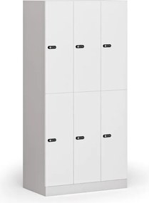 Szafka skrytkowa S1, 6 schowków, 1850 x 900 x 500 mm, zamek mechaniczny z kodem, drzwi laminowane, biała
