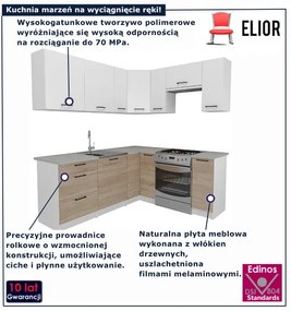Zestaw mebli kuchennych narożnych dąb sonoma + biały  G8-F39