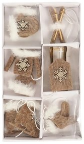 Zestaw świątecznych zawieszek dekoracyjnych CHRISTMAS SYMBOLS 6 sztuk - różne kolory