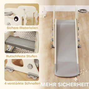 AIYAPLAY Zjeżdżalnia dla dzieci 3 w 1 z ścianką wspinaczkową, koszem do koszykówki i piłką, składana zjeżdżalnia do użytku w pomieszczeniach dla dzieci 2-5 lat