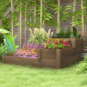 Outsunny Wysoki grząd, 4 pojemniki na zioła na 3 poziomach, odporny na warunki atmosferyczne, drewno lite, 122 cm x 122 cm x 51 cm, Naturalny