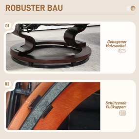 HOMCOM Fotel relaksacyjny z podnóżkiem, obrotowy i z funkcją pochylania, Pokrycie ze skóry ekologicznej, Do 150 kg, Drewniana rama, Brązowy