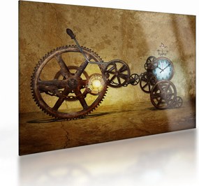 Obraz na szkle starych mechanizmów zegarowych (70x50 cm)