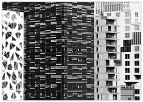 Obraz na szkle architektury czarno-białej (70x50 cm)
