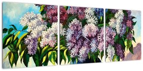 Obraz - Bukiet bzu (z zegarem) (90x30 cm)