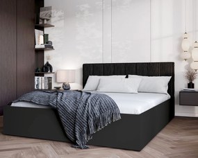 Czarne łóżko z tapicerowanym zagłówkiem 140x200 G9-N88