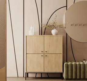 Czterodrzwiowa komoda z półkami dąb cremona - Urisso 3X