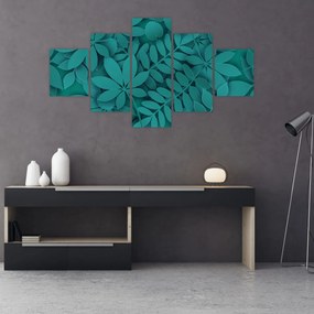 Obraz - Turkusowe liście (125x70 cm)