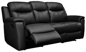 Kanapa skórzana 3-osobowa i 2 fotele EVASION z funkcją relax - Czarny