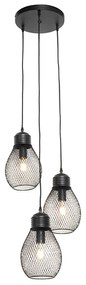 Designerska lampa wisząca czarna 3-światłowa - RagaDesignerski Oswietlenie wewnetrzne