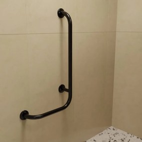 Uchwyt łazienkowy kątowy lewy czarny 60 x 30 cm