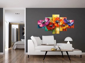 Obraz - Pięć kolorowych kwiatów (125x70 cm)