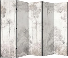 Parawan pokojowy 5-częściowy 225x172 Dwustronny dekoracyjny japandi minimalistyczny Szary Mglisty Las Japoński